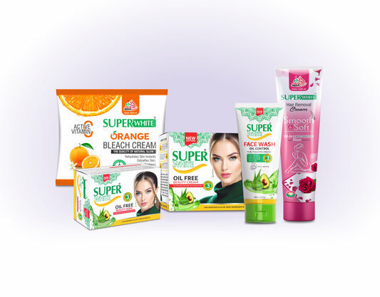Collection of Super White skincare products