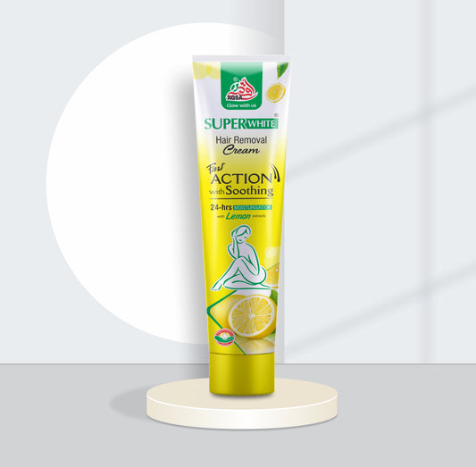 Superwhite hair removal cream tube with lemon flavor